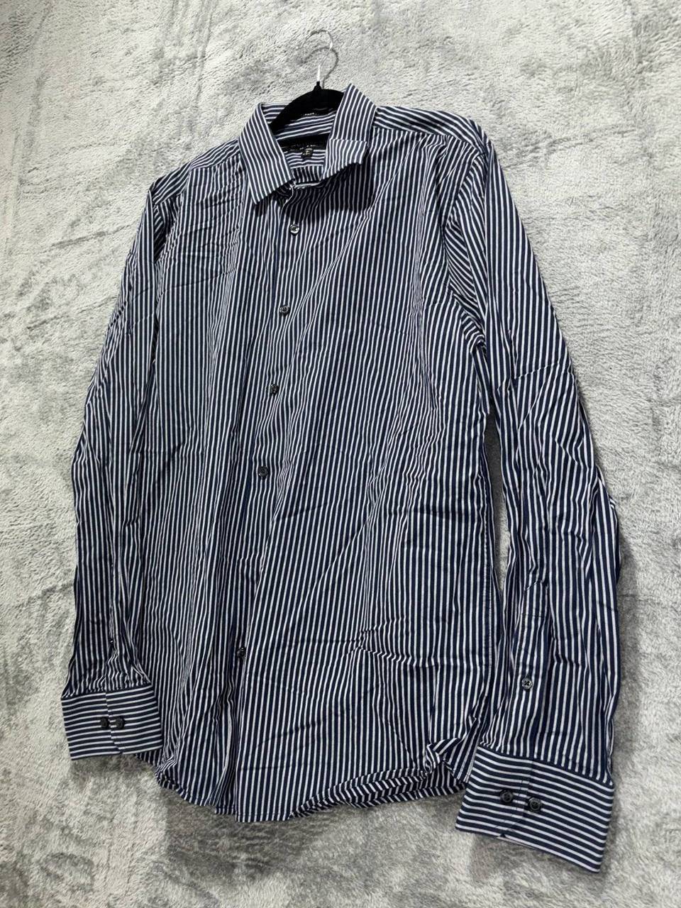 Express Men's Navy White Striped Dress Shirt Size L, photo 2 of 9
