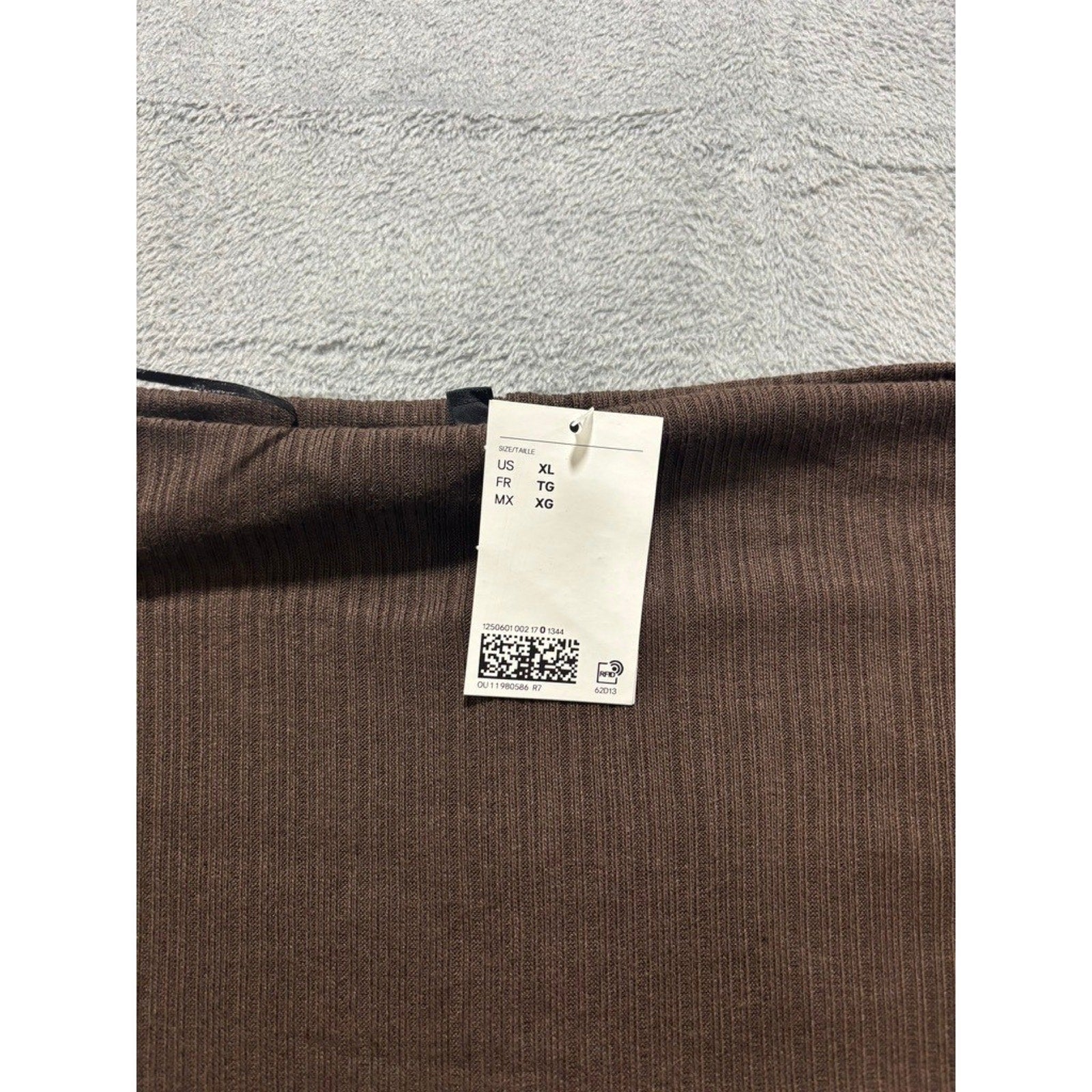 H&M Ribbed Long Sleeve Maxi Dress Chocolate Brown Asymmetrical Layered NWT