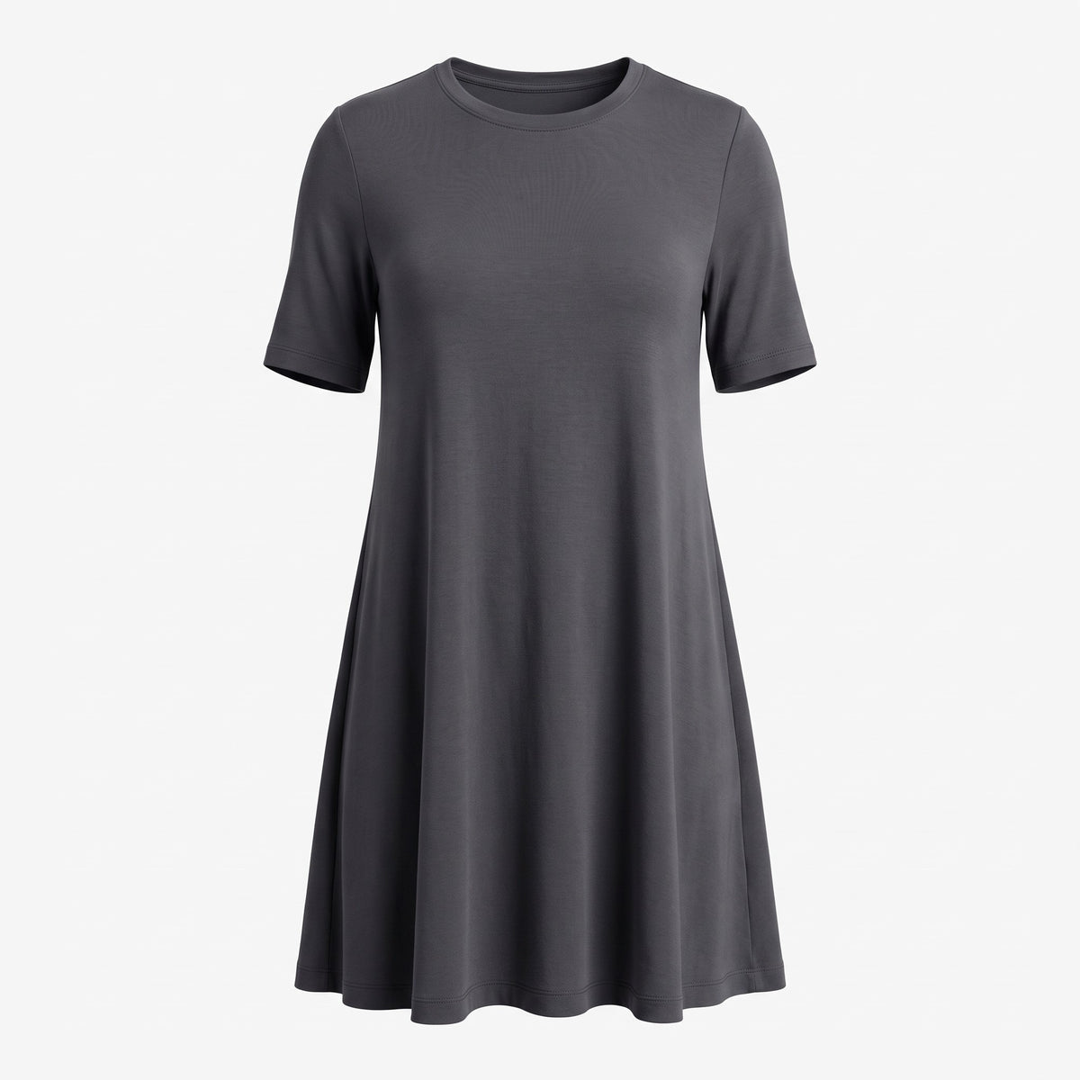 Lou & Grey XS Dark Gray Short Sleeve T-Shirt Dress Womens Minimalist Casual Cozy