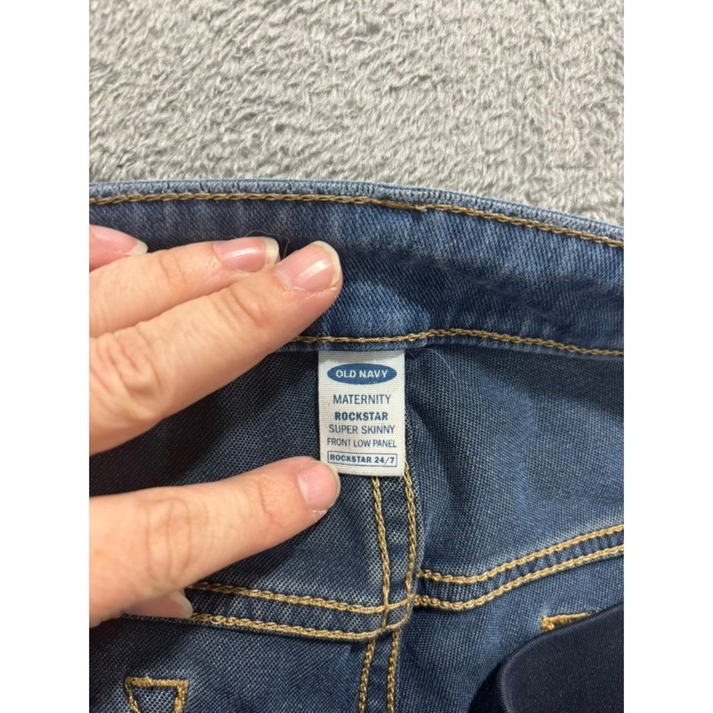 Old Navy Maternity Rockstar Super Skinny Jean Blue Medium Wash Low Panel Size 16