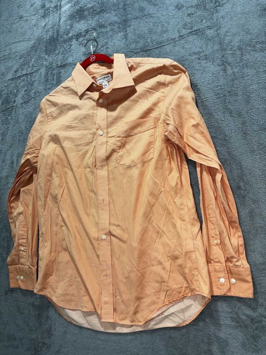 Banana Republic Mens L 16-16 1/2 Orange Long Sleeve Button Up Dress Shirt Slim