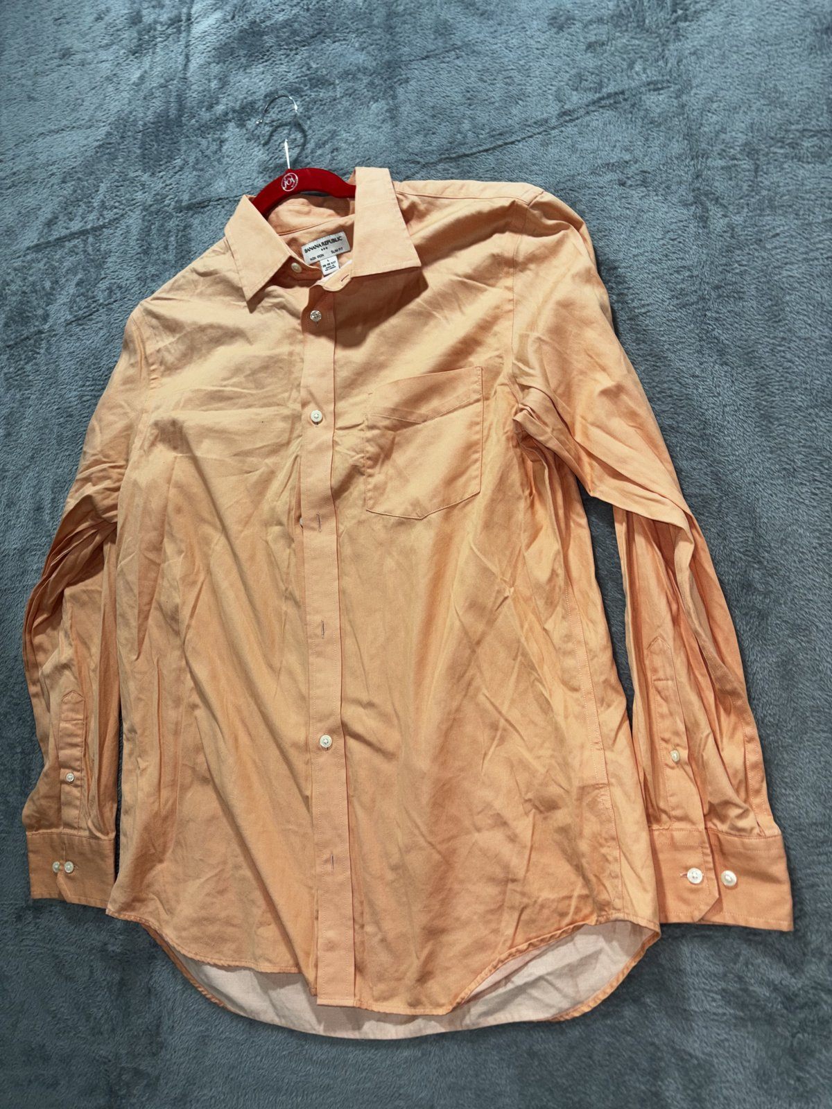 Banana Republic Mens L 16-16 1/2 Orange Long Sleeve Button Up Dress Shirt Slim
