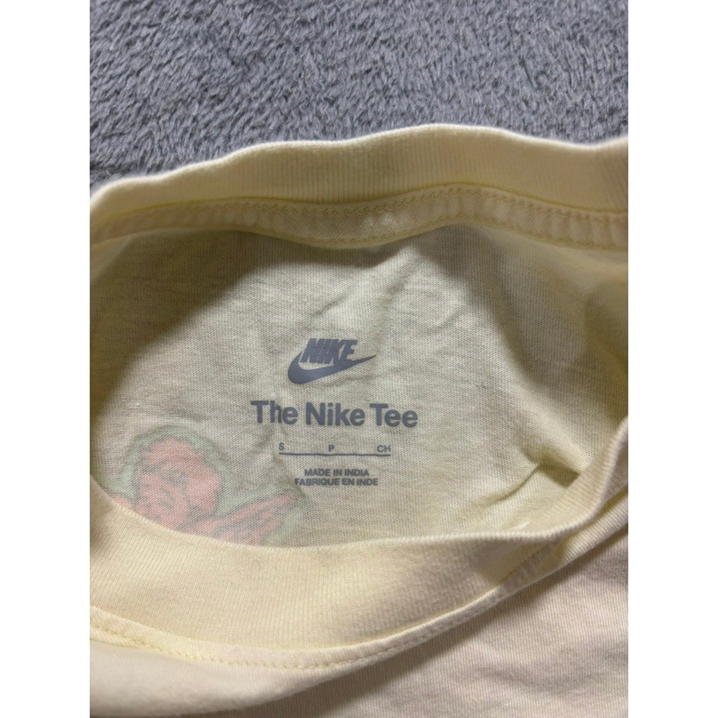 Nike S Cream Graphic T-Shirt Womens Athleisure Casual Short Sleeve Tee