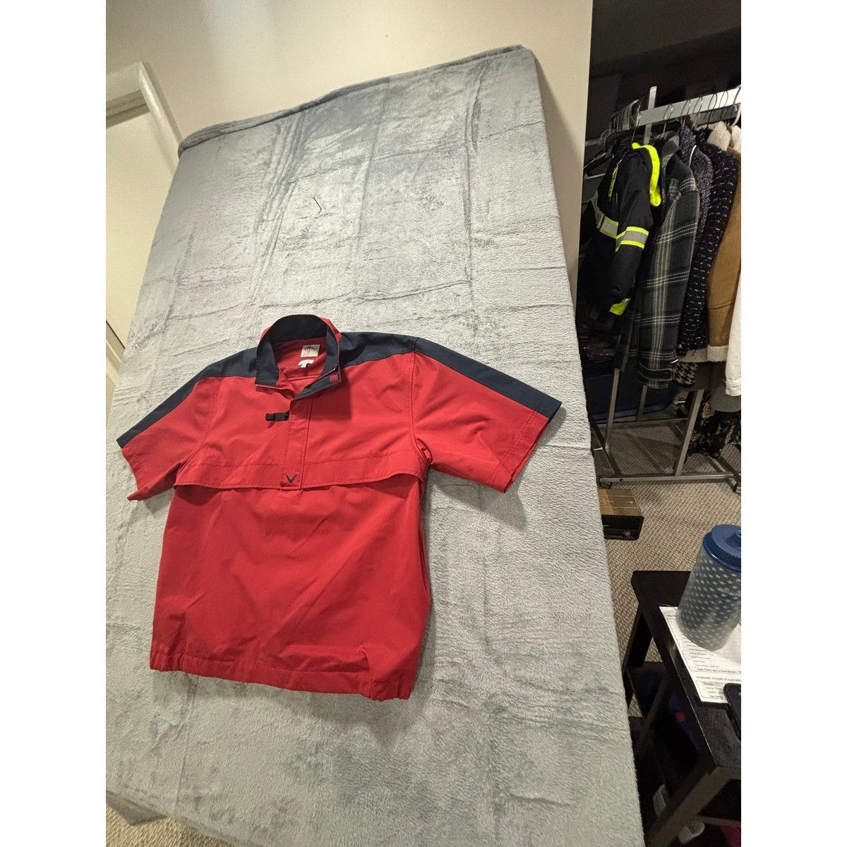 Callaway Golf Mens L Red Short Sleeve Windbreaker Pullover Jacket Athleisure