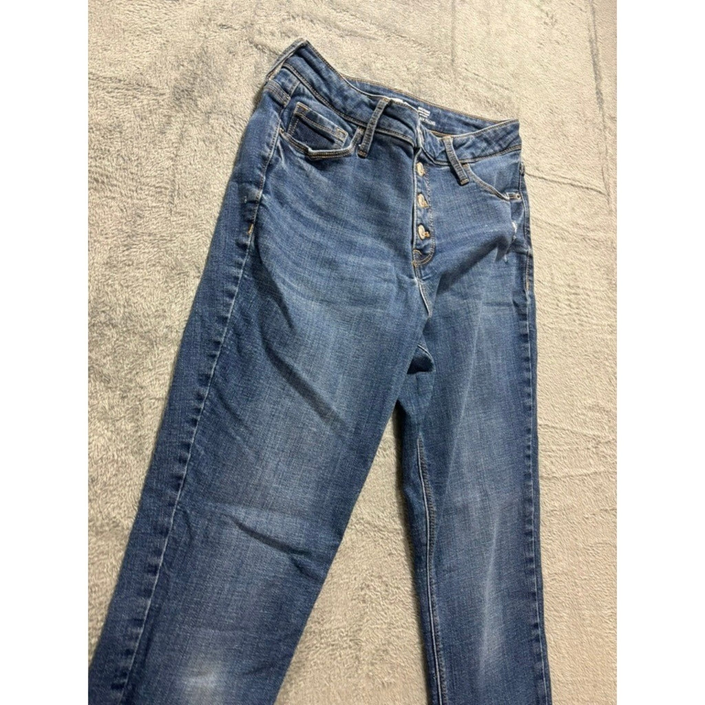 Old Navy Rockstar Super Skinny High Rise Button Fly Womens 6 Jeans Raw Hem Wash