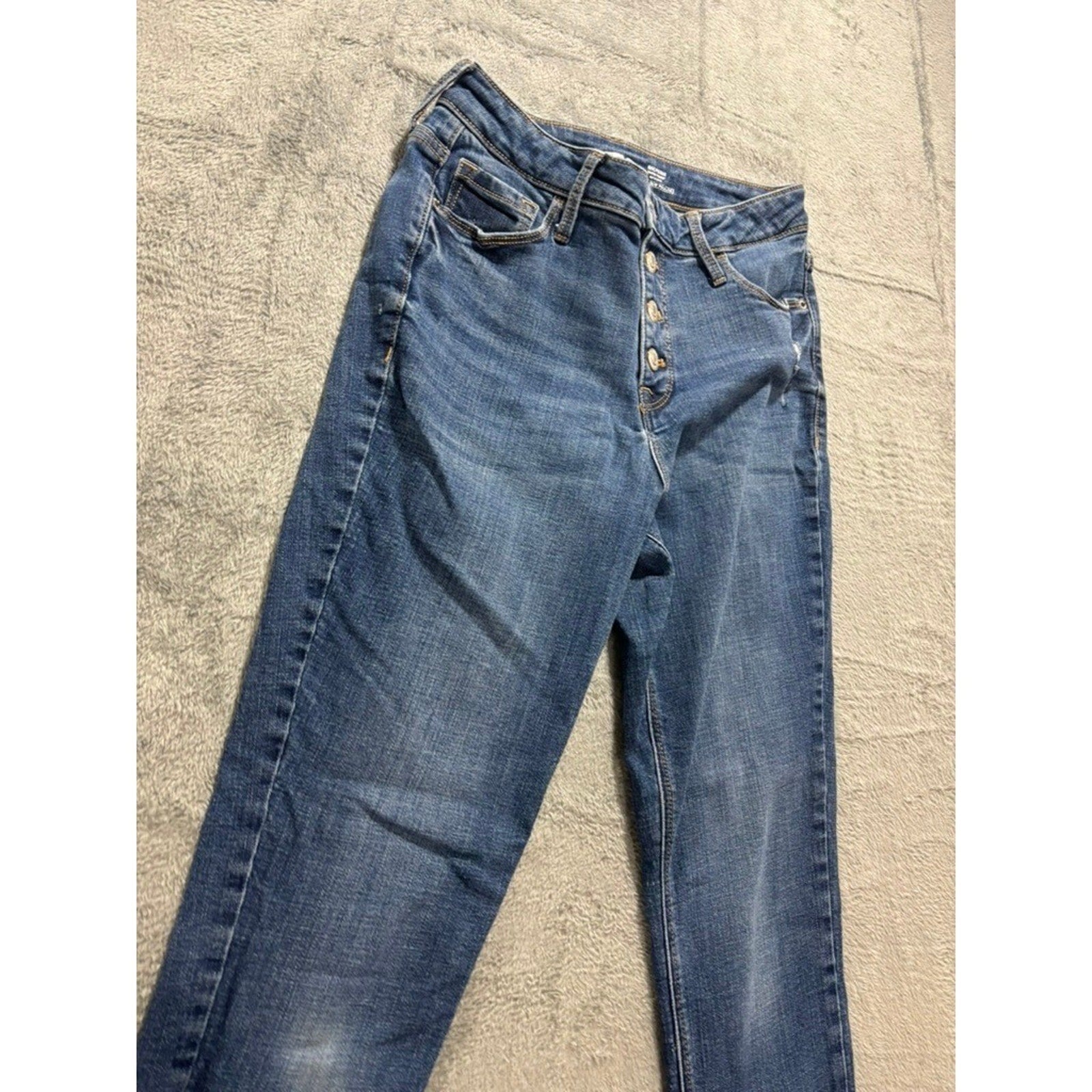 Old Navy Rockstar Super Skinny High Rise Button Fly Womens 6 Jeans Raw Hem Wash