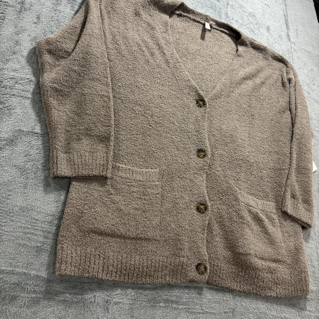 Joyspun Womens 2X Taupe Cardigan Sweater Cozy Casual Plus Size Boho Pocket NEW