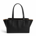 Freja New York Black Leather Winged Tote Shoulder Bag Handbag