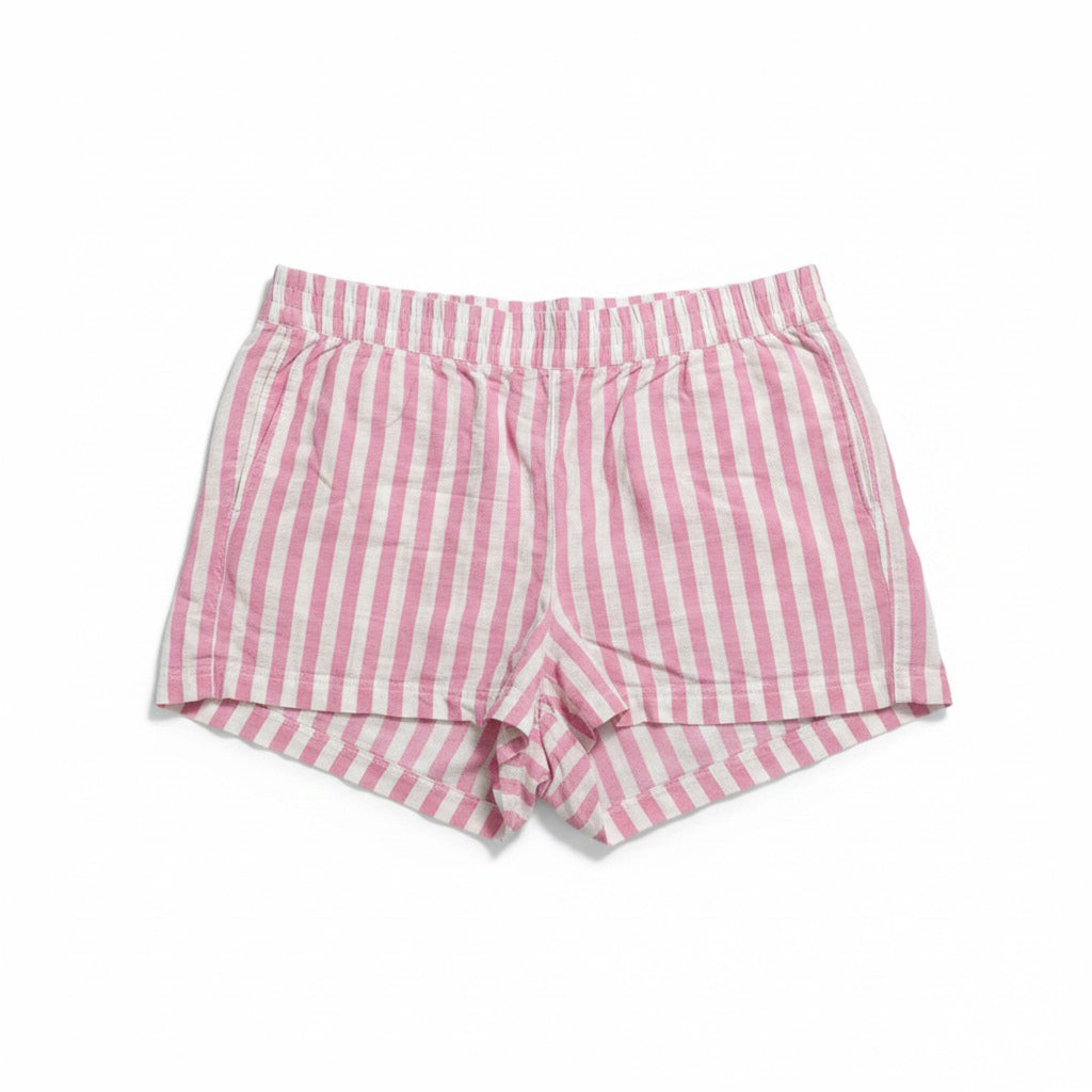 Old Navy Womens XL Pink White Striped Linen Blend Shorts Comfort Waistband