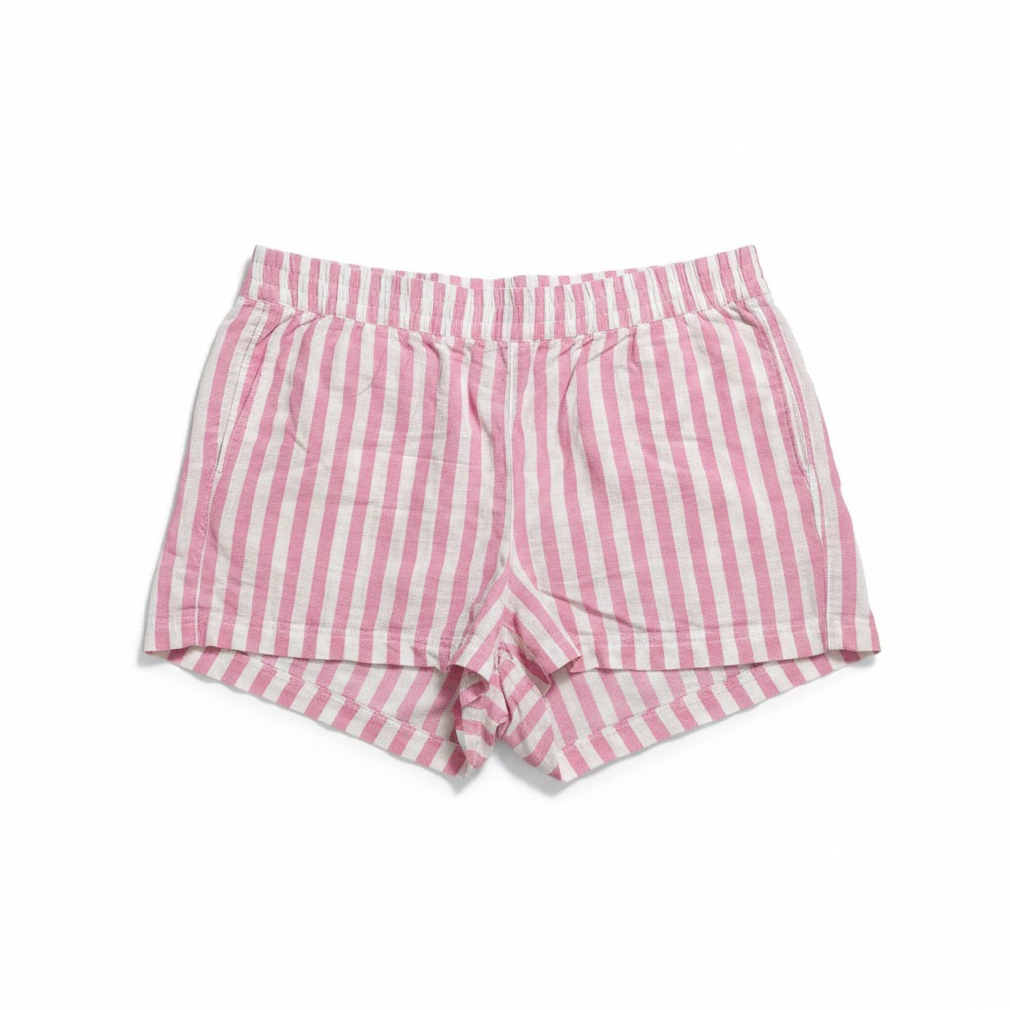 Old Navy Womens XL Pink White Striped Linen Blend Shorts Comfort Waistband