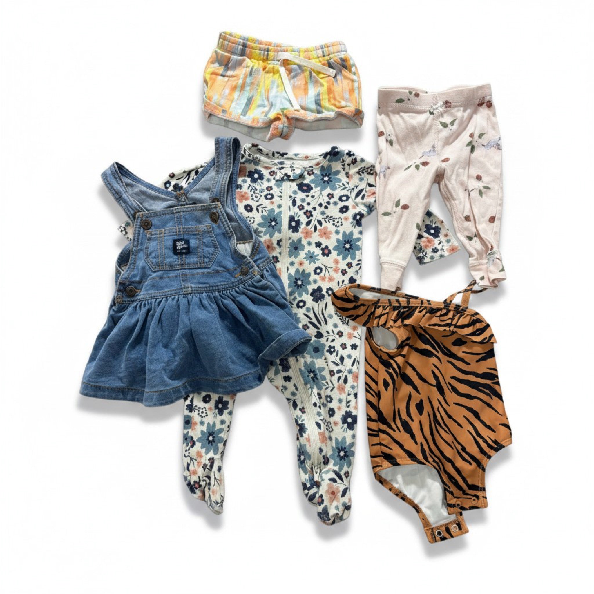 Baby Girl 6M 5pc Lot Carter's OshKosh Denim Skirtall Tiger Swimsuit Romper