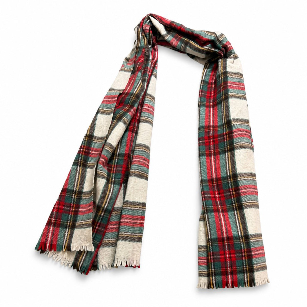 Old Navy Plaid Tartan Blanket Scarf Fringe Oversized Wrap One Size