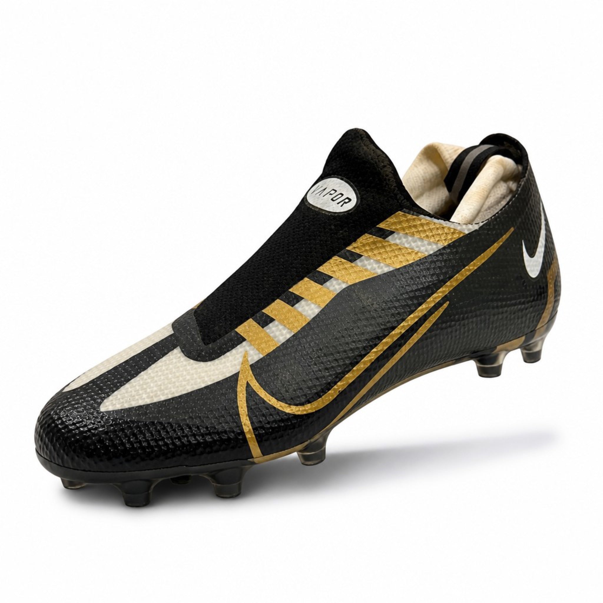Nike Vapor Edge Pro 360 Size 9.5 Black/Gold Football Cleats Men's