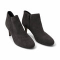 Clarks Size 12 Gray Suede Heeled Ankle Booties Zip Boots Women's