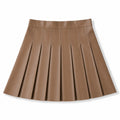 Kendall + Kylie Size M Mocha Faux Leather Pleated Mini Skirt Side Zip