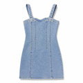 Forever 21 Size S Light Wash Denim Corset Mini Dress Sweetheart Bustier
