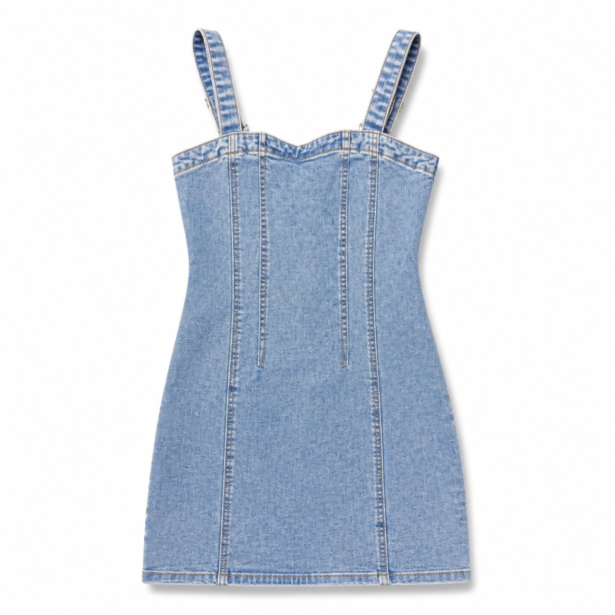 Forever 21 Size S Light Wash Denim Corset Mini Dress Sweetheart Bustier