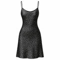 Victoria's Secret XS Black Polka Dot Satin Slip Mini Dress Cowl-Neck Cami