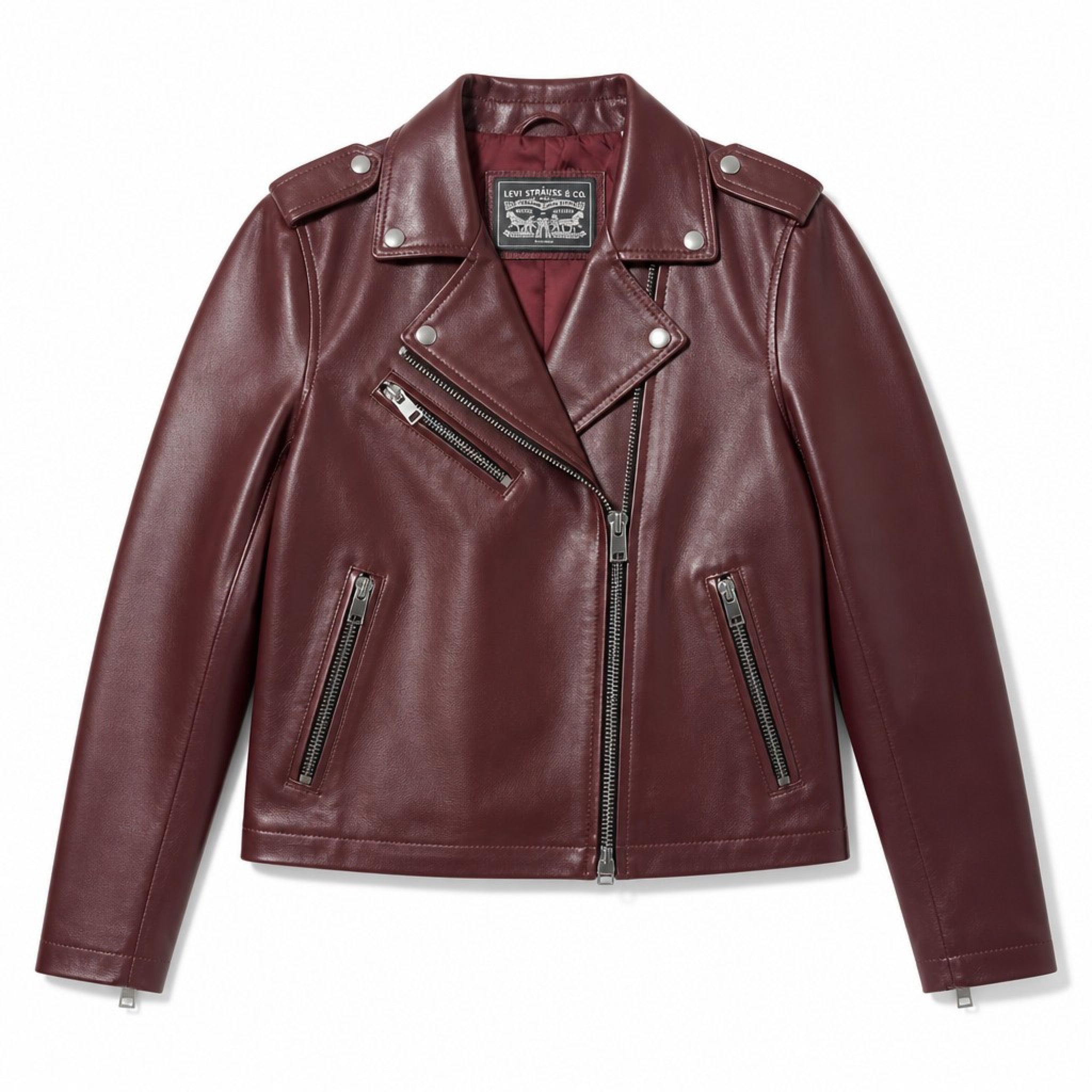 Levi's Size S Oxblood Faux Leather Moto Jacket NWT Zip Biker Jacket