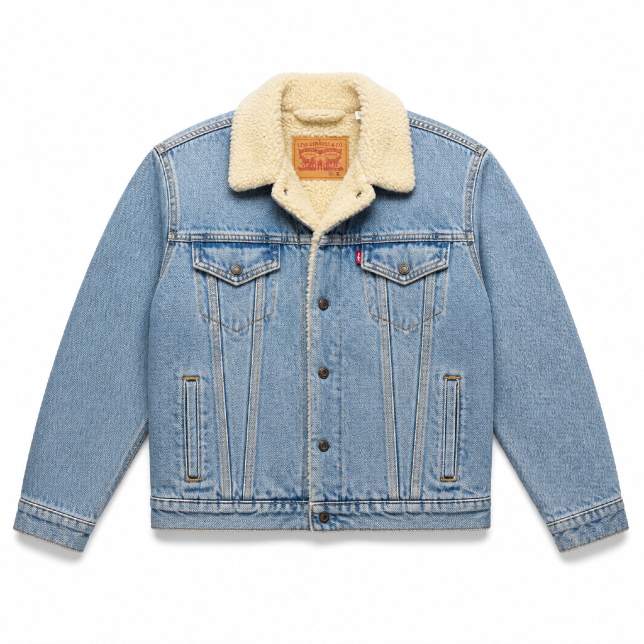 Levi's Size S Light Wash Sherpa-Lined Denim Trucker Jacket Warm Cozy