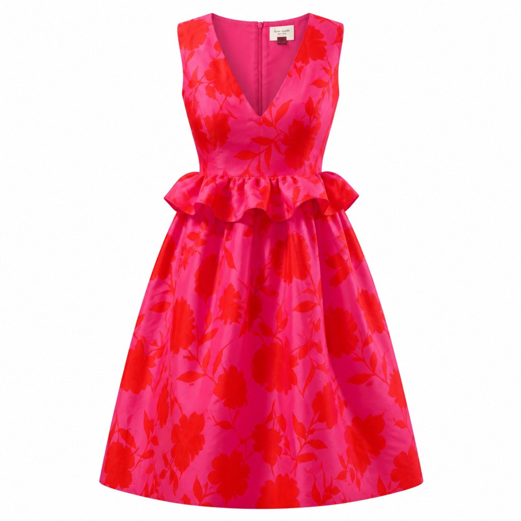 Kate Spade x Target Size 6 Pink Red Floral Peplum Dress NWT Sleeveless