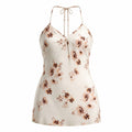 LunaChix XS Cream Floral Strappy Cami Tank Top Rayon Lace-Up Back Boho