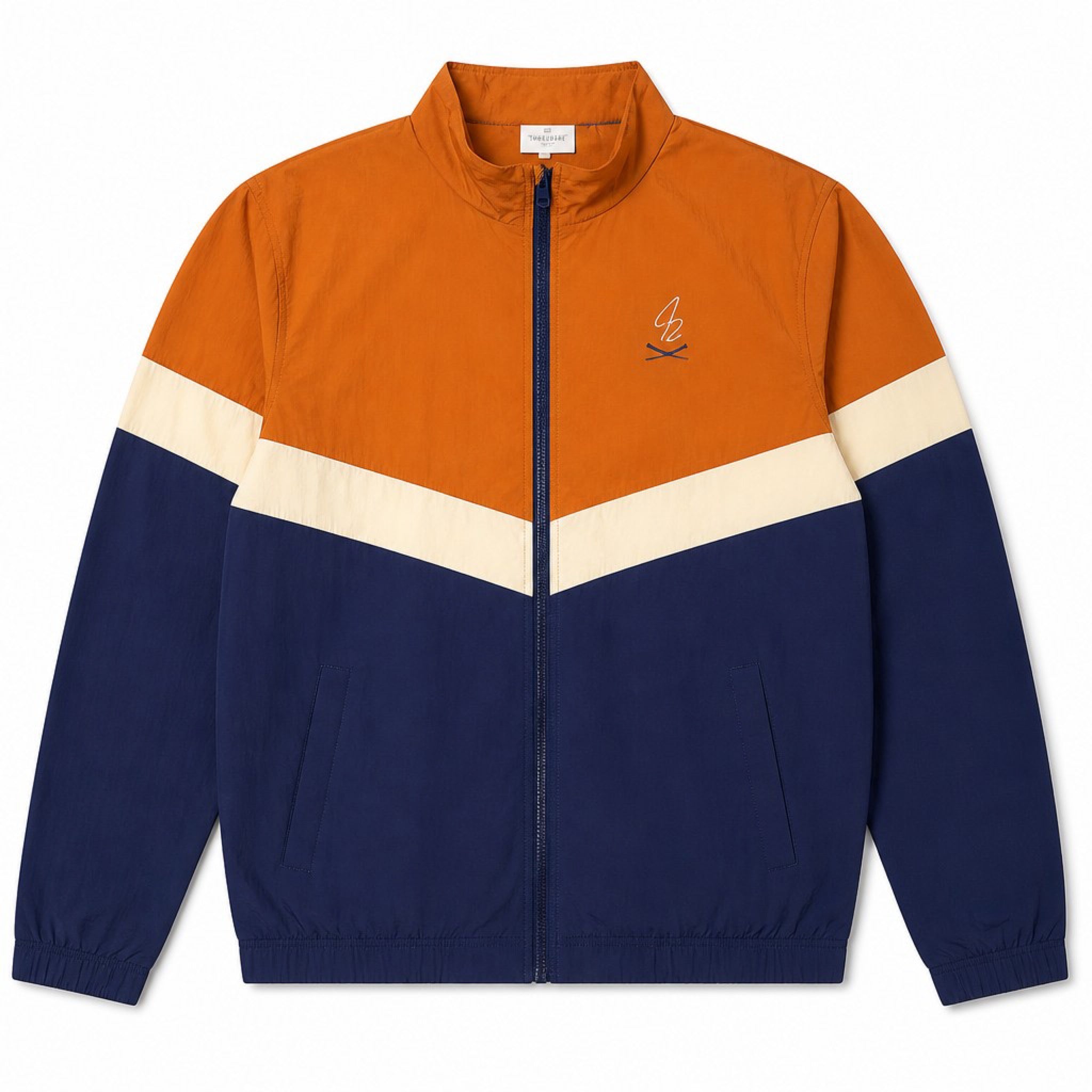 Barstool Sports Large Orange Colorblock Nylon Windbreaker Full-Zip Jacket