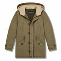 GUESS Mens M Olive Green Sherpa-Lined Hooded Military Field Parka Jacket