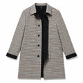Express Reversible Houndstooth & Black Mac Coat Wool-Blend Car Coat Plaid