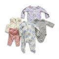 Baby Girl 3M 4pc Lot OshKosh Faux Fur Vest Floral Zip Sleeper Bodysuit Pants