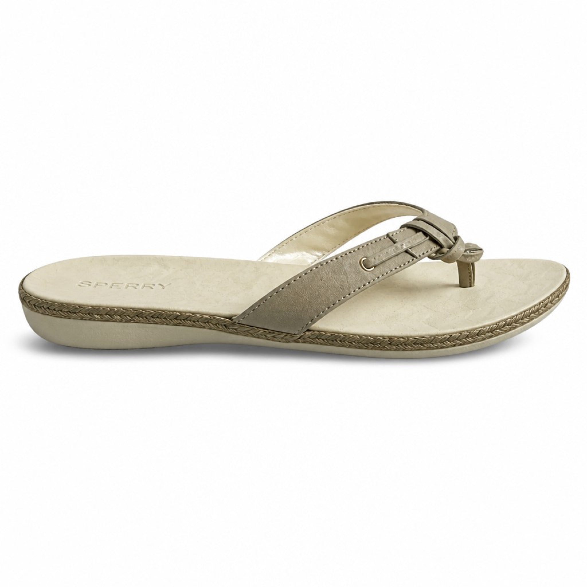 Sperry Size 12 Tan Leather Flip-Flop Thong Sandals Slides Women's