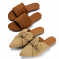 J.Crew Size 12 Suede Mules 2-Pair Lot Tan Bow & Brown Slide Sandals