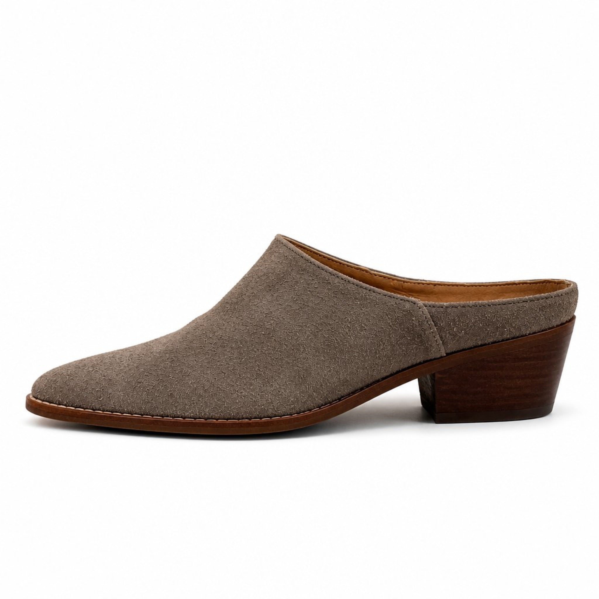 Tecovas The Camilla Size 6 Gray Suede Mules Stacked Heel Women's