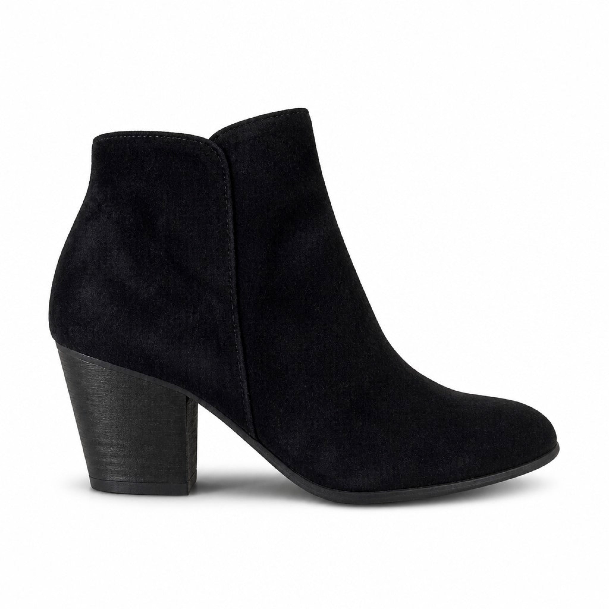 Clarks Womens 12 Black Suede Ankle Bootie Block Heel Side Zip