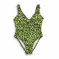 Neon Green Leopard One Piece Swimsuit Plus 3XL Ruffle Strap Cutout NWOT