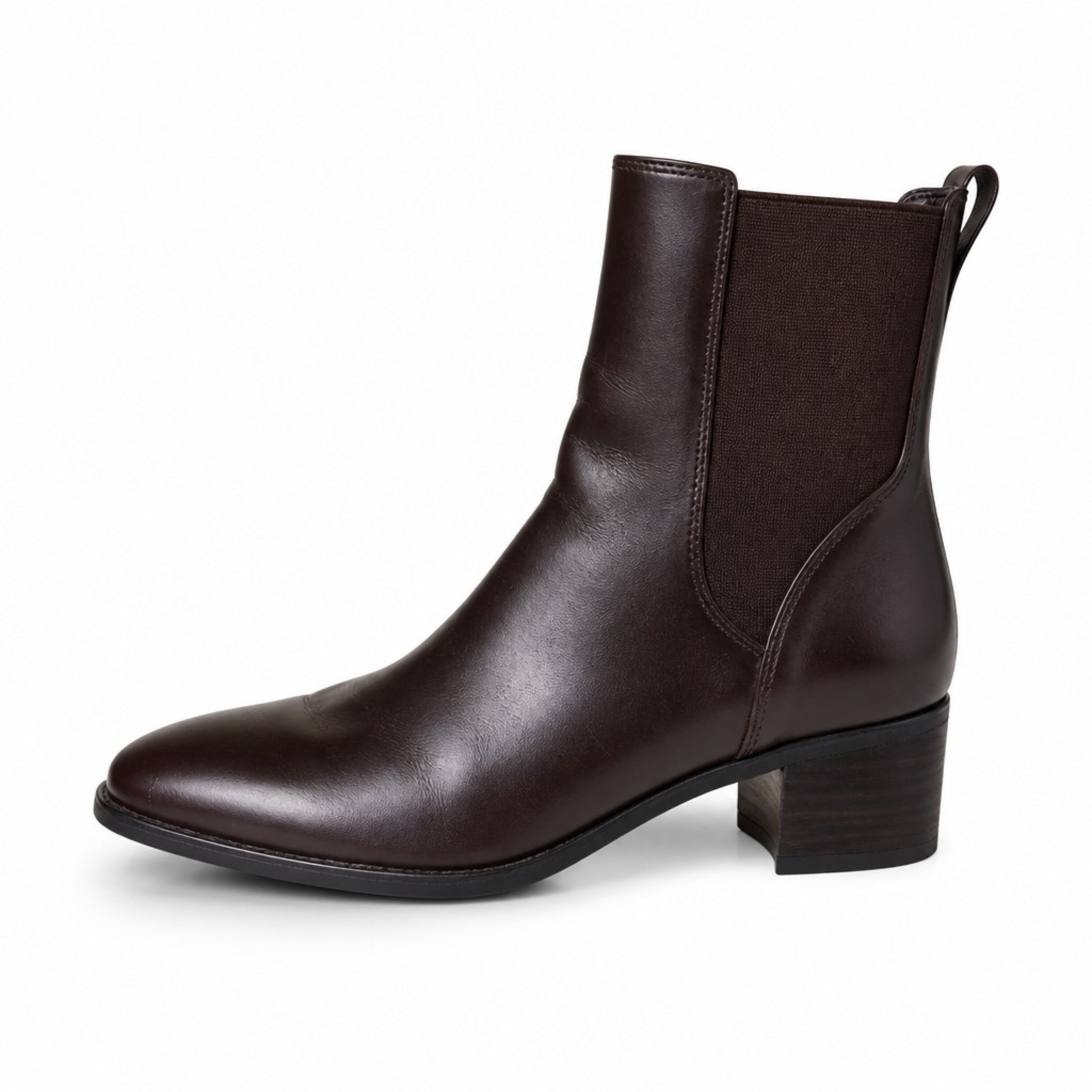 J.Crew Womens 12 Brown Leather Chelsea Ankle Boots Block Heel Pull On