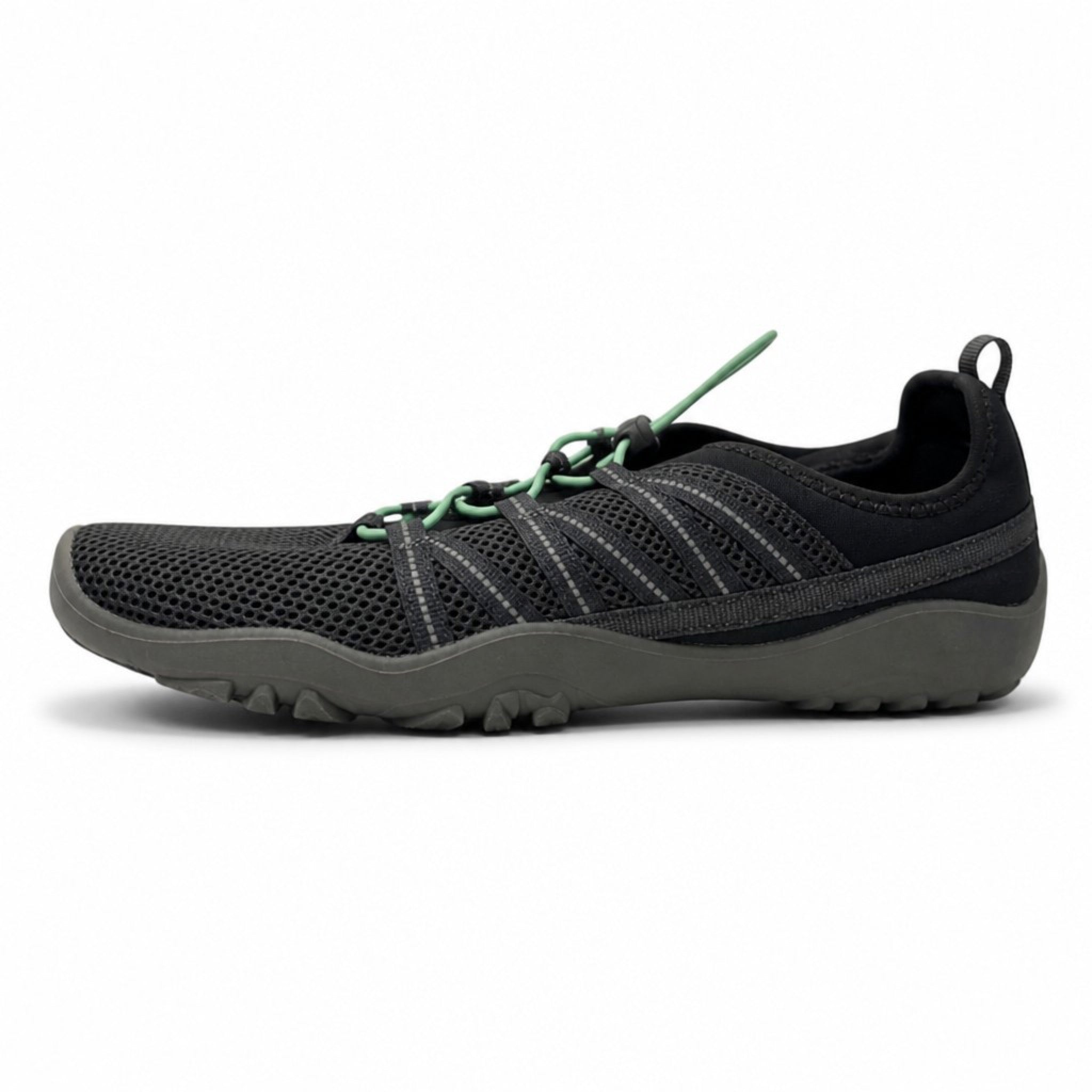 Womens 12 Gray Mesh Water Shoe Bungee Slip On Sport Aqua Sneaker