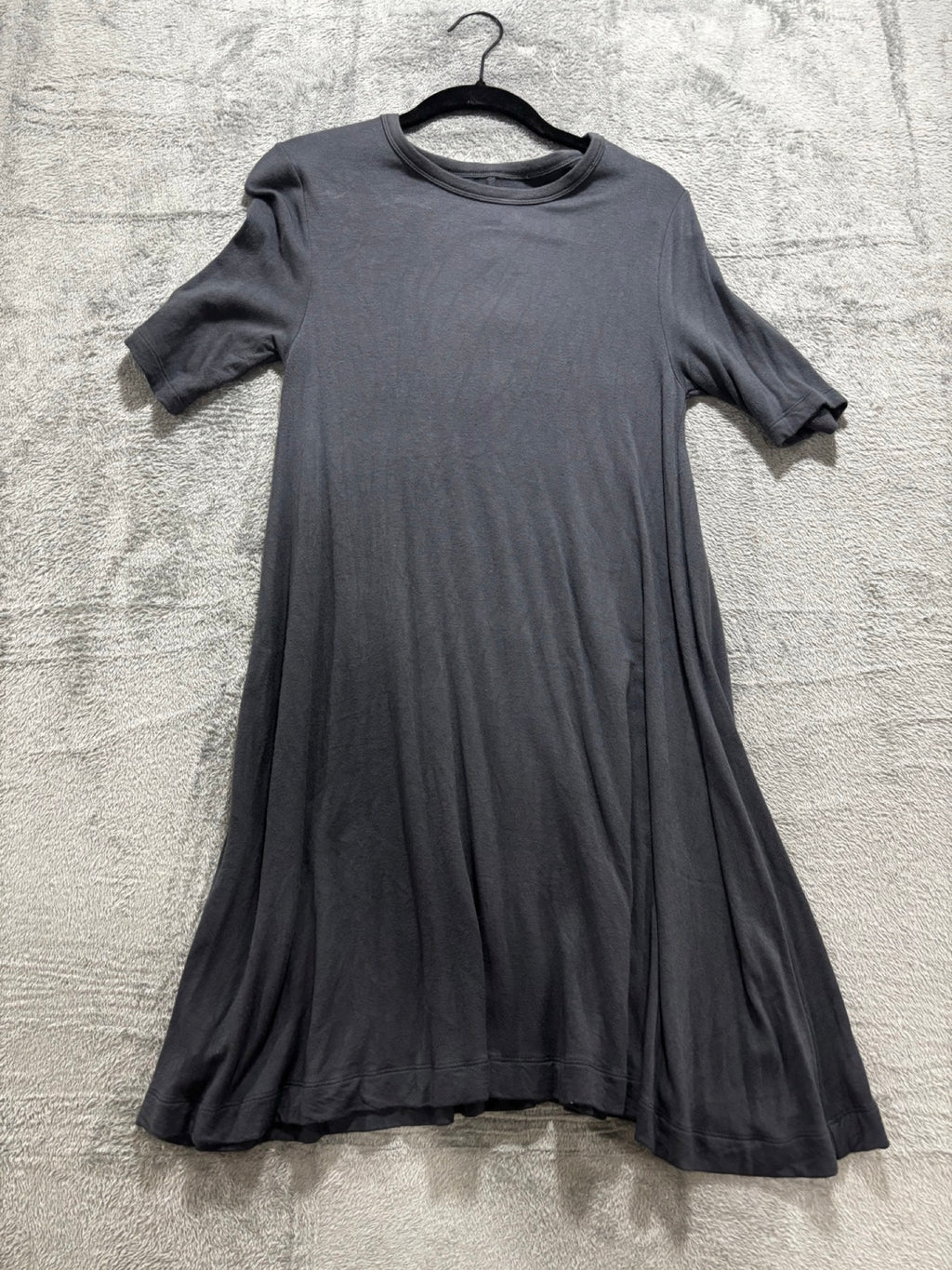 Lou & Grey XS Dark Gray Short Sleeve T-Shirt Dress Womens Minimalist Casual Cozy