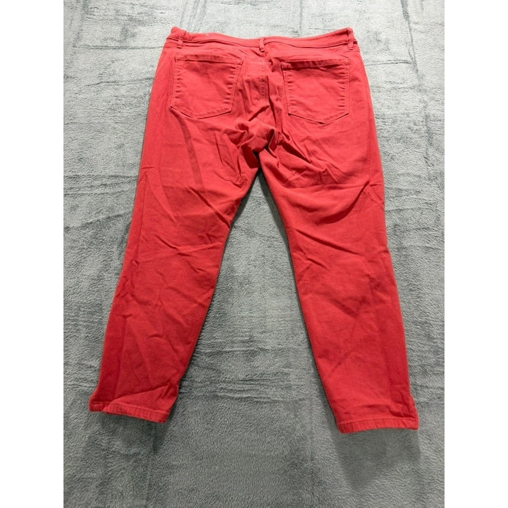 Ann Taylor LOFT Curvy Skinny Ankle Pants Coral Red Size 16 Zipper Hem Stretch