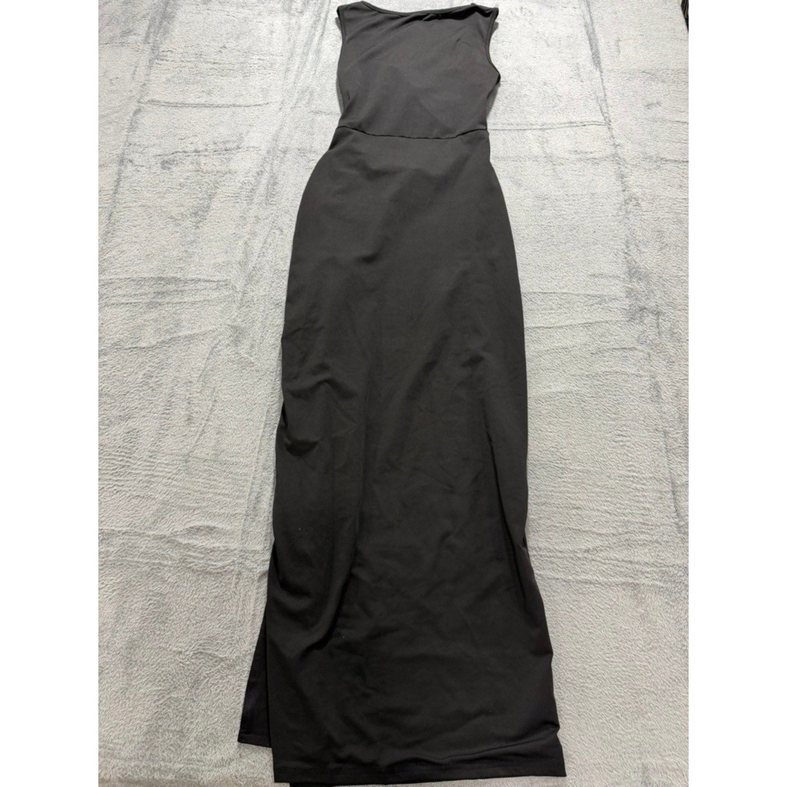 Black Twist Front Lace Up Side Cutout Slit Sleeveless Bodycon Maxi Dress
