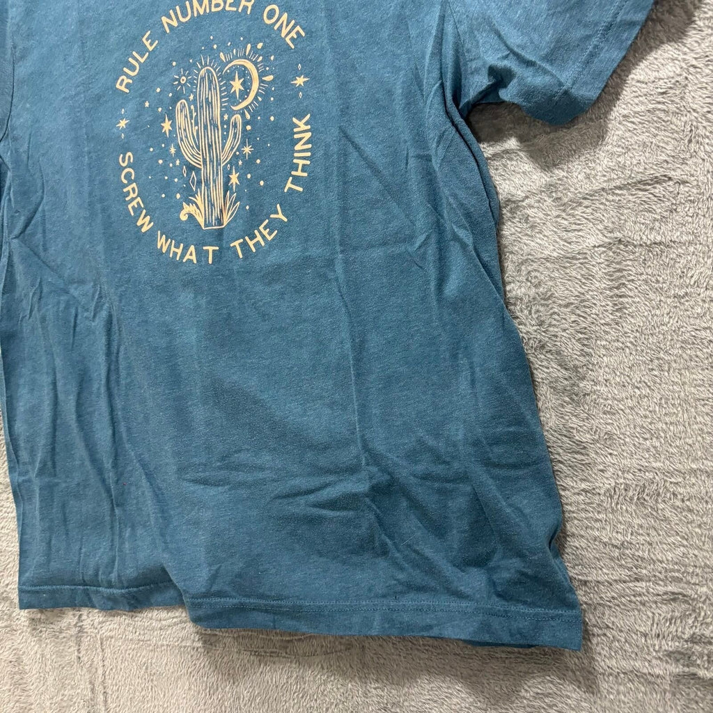 Bella Canvas XL Blue Womens Graphic T-Shirt Cactus Desert Boho Casual