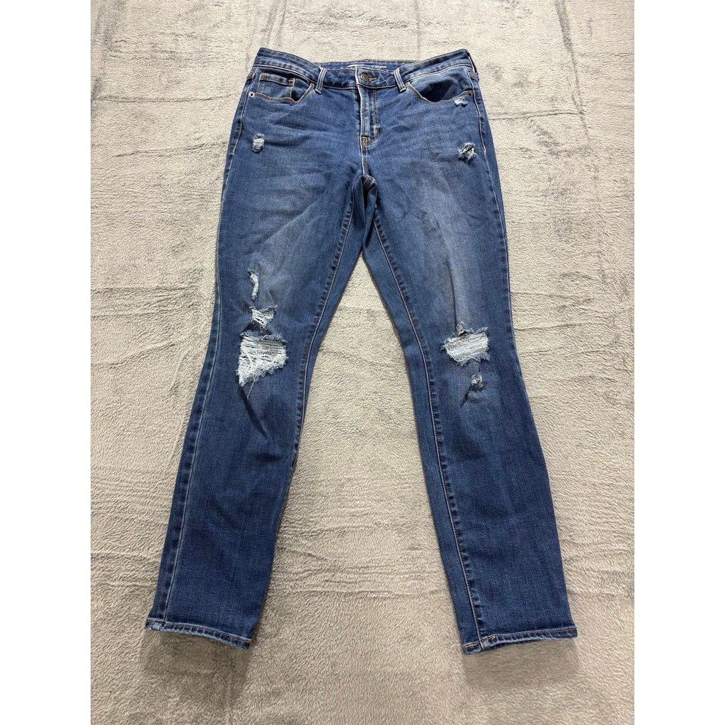 Old Navy 8 Womens Blue Pop Icon Skinny Mid-Rise Distressed Jeans Casual Vintage