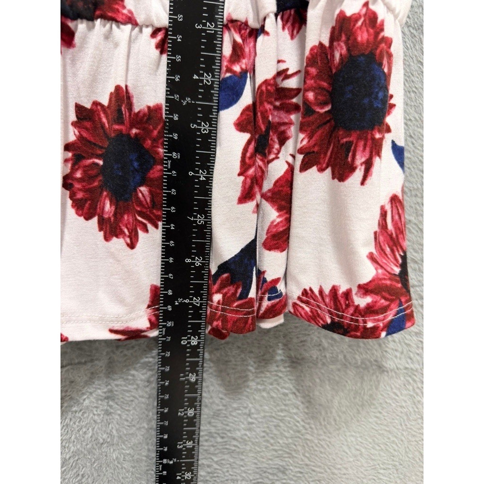 LuLaRoe Womens Red Sunflower Floral Tiered Babydoll Sleeveless Top Large Boho