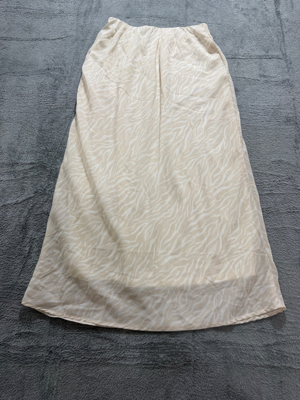 Japna Size M Beige Zebra Print Midi Skirt A-Line Elastic Waist Women's