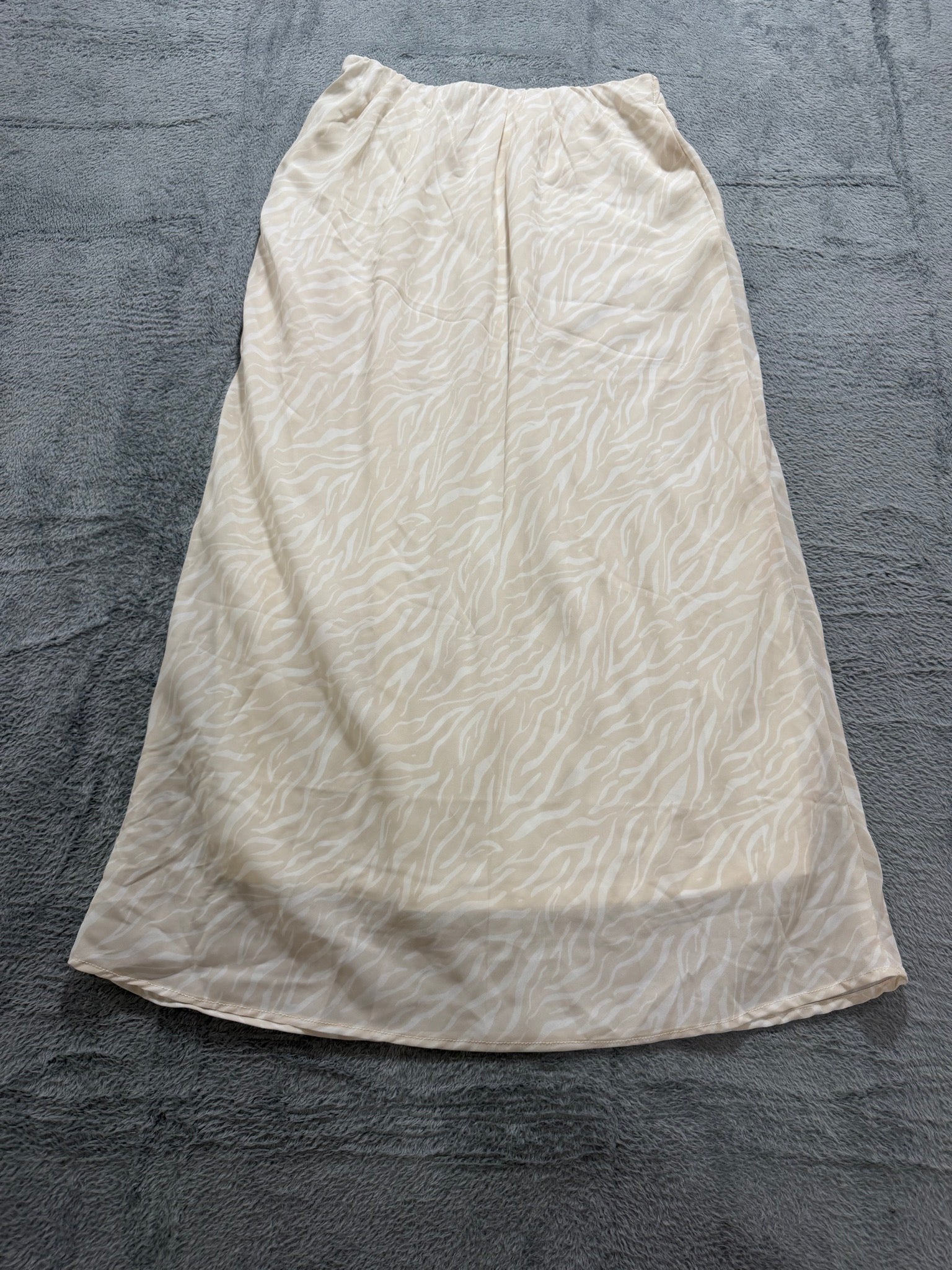 Japna Size M Beige Zebra Print Midi Skirt A-Line Elastic Waist Women's