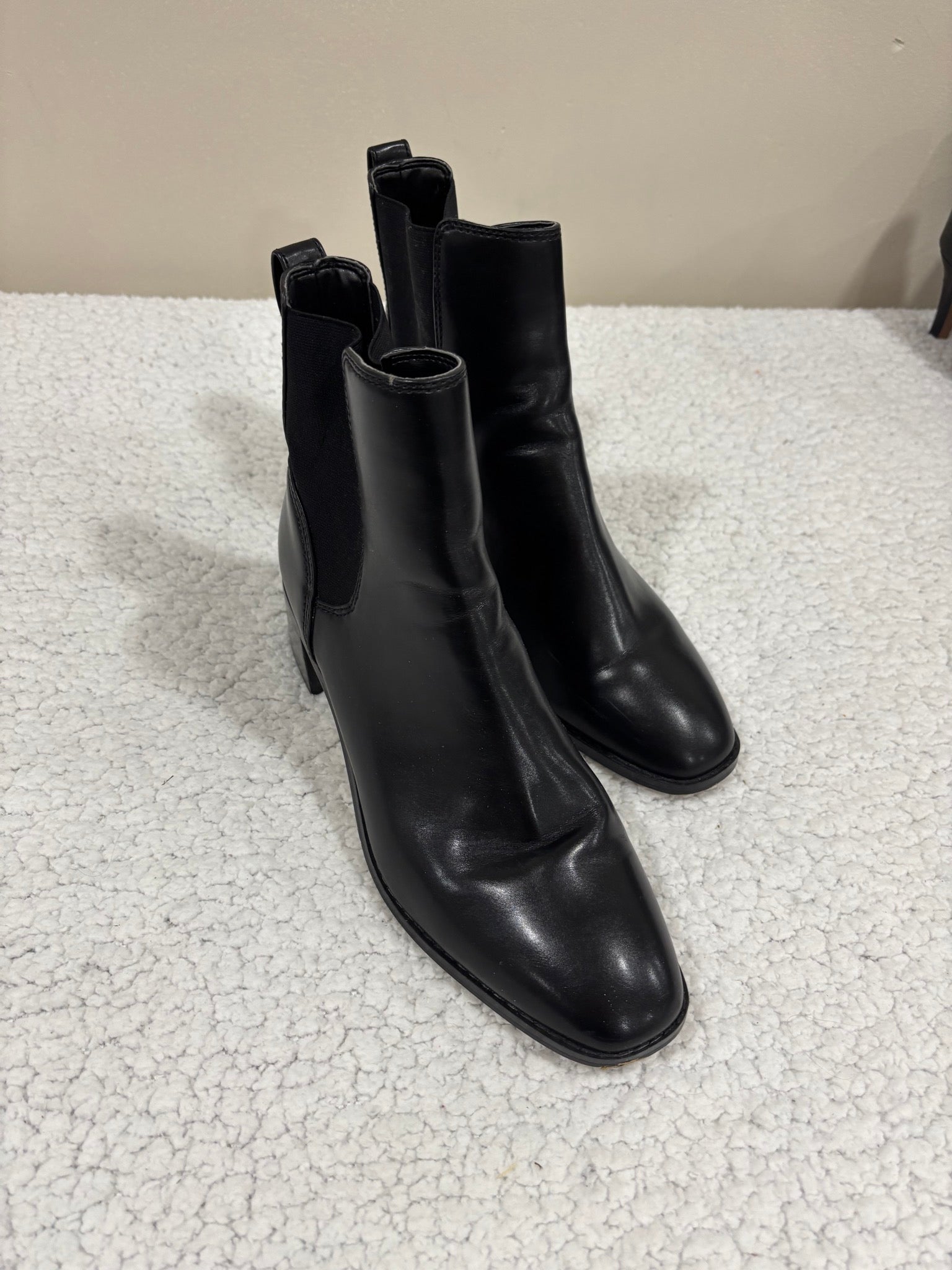 J.Crew Womens 12 Brown Leather Chelsea Ankle Boots Block Heel Pull On