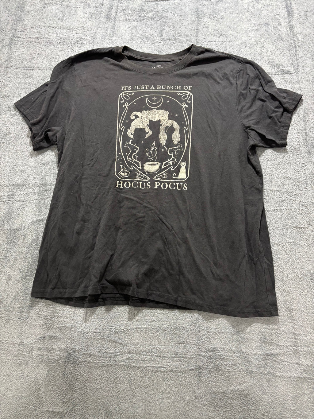 Disney Hocus Pocus 2X Gray Graphic Tee Just a Bunch of Hocus Pocus Halloween
