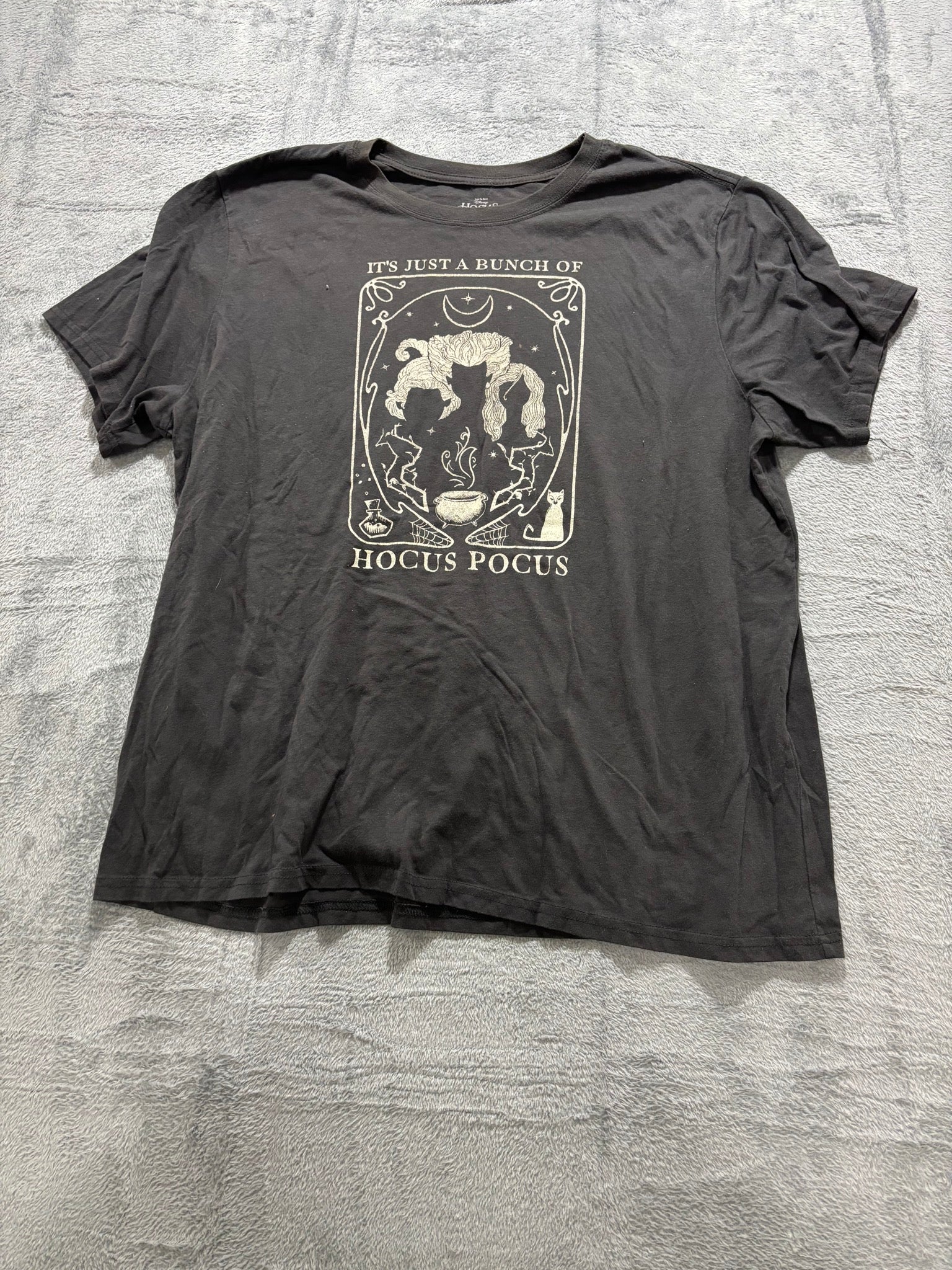 Disney Hocus Pocus 2X Gray Graphic Tee Just a Bunch of Hocus Pocus Halloween