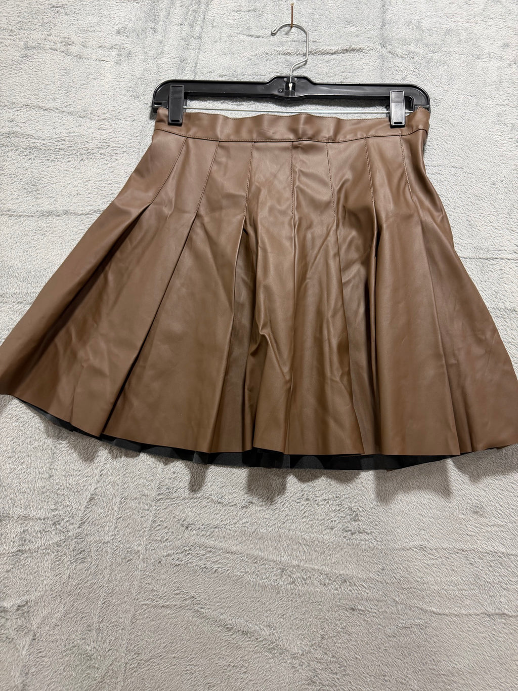 Kendall + Kylie Size M Mocha Faux Leather Pleated Mini Skirt Side Zip