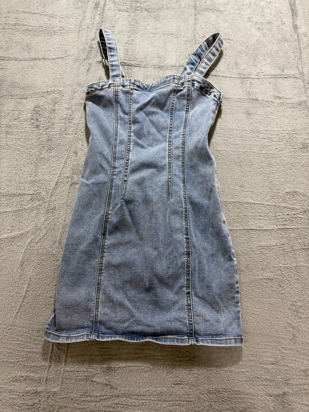 Forever 21 Size S Light Wash Denim Corset Mini Dress Sweetheart Bustier